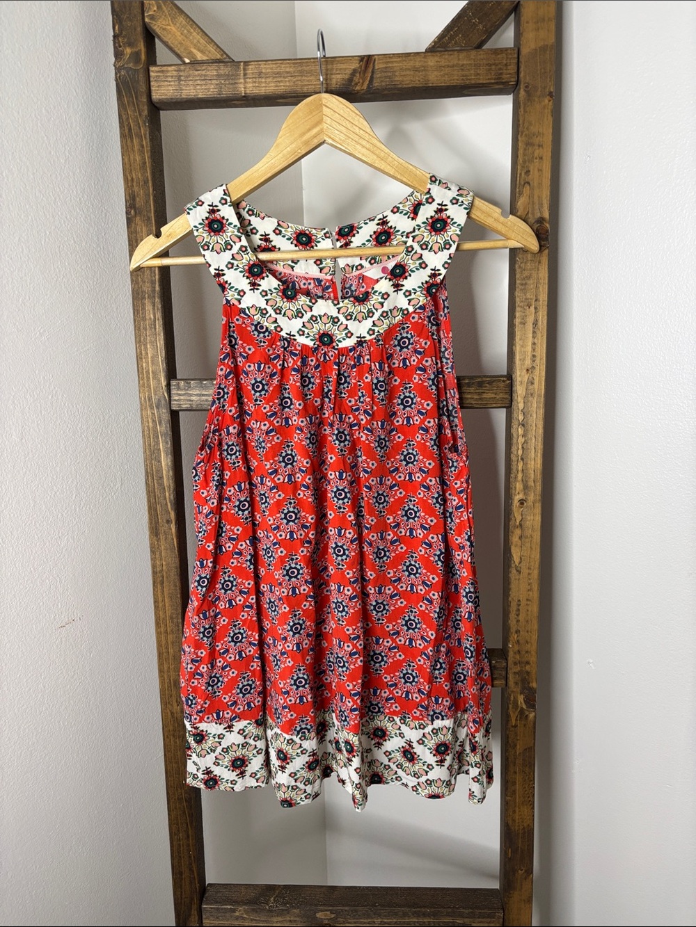 Boden Red Floral Sleeveless Yoke Blouse Size 10